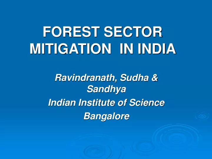 forest sector mitigation in india
