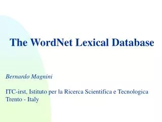 The WordNet Lexical Database