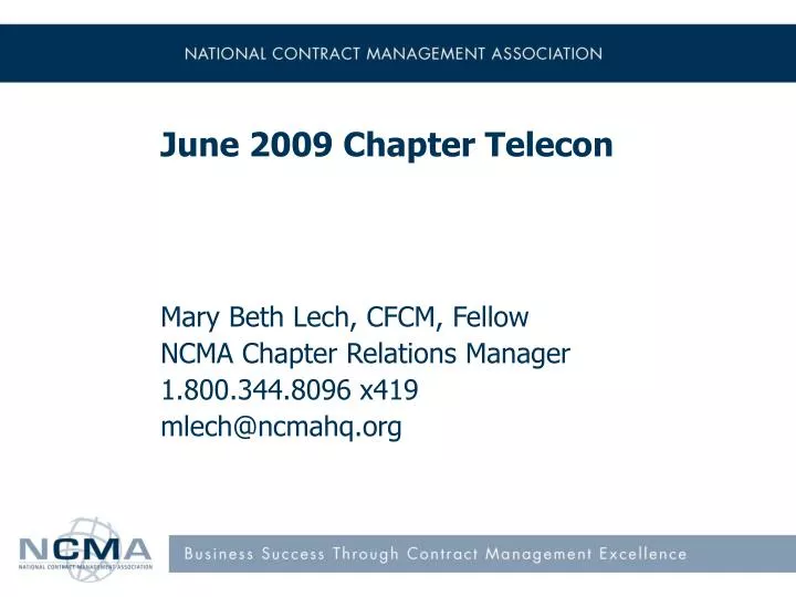 june 2009 chapter telecon