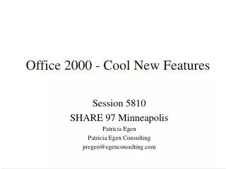 Office 2000 - Cool New Features