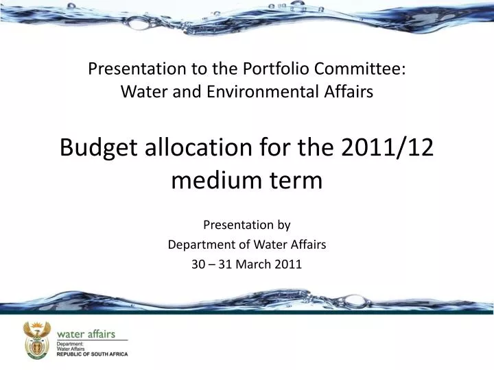 presentation to the portfolio committee water and environmental affairs