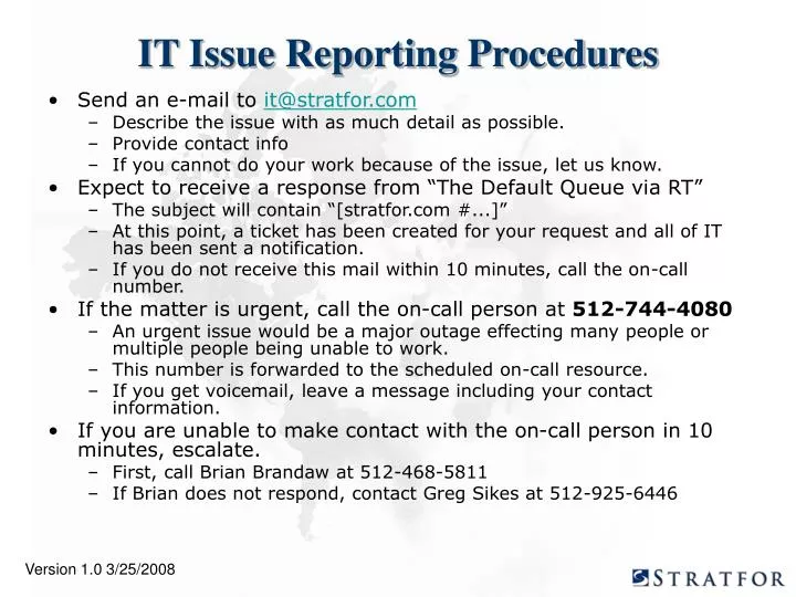 it issue reporting procedures