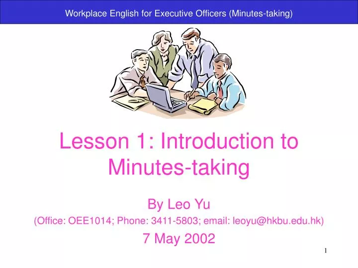 lesson 1 introduction to minutes taking