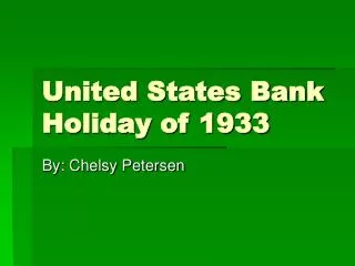 United States Bank Holiday of 1933