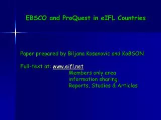 EBSCO and ProQuest in eIFL Countries
