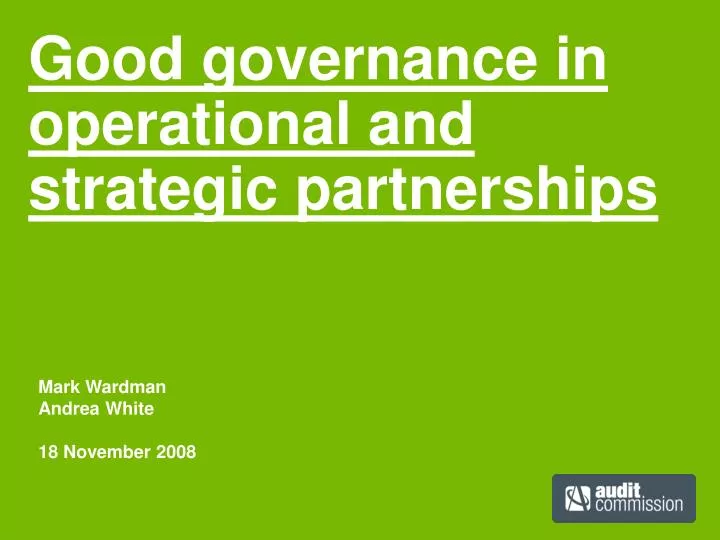 good governance in operational and strategic partnerships