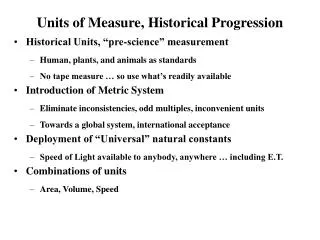 Units of Measure, Historical Progression