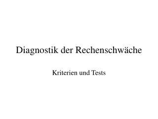 diagnostik der rechenschw che