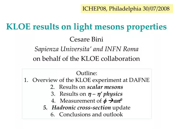 kloe results on light mesons properties