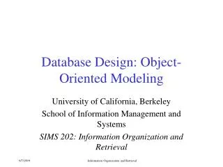 Database Design: Object-Oriented Modeling