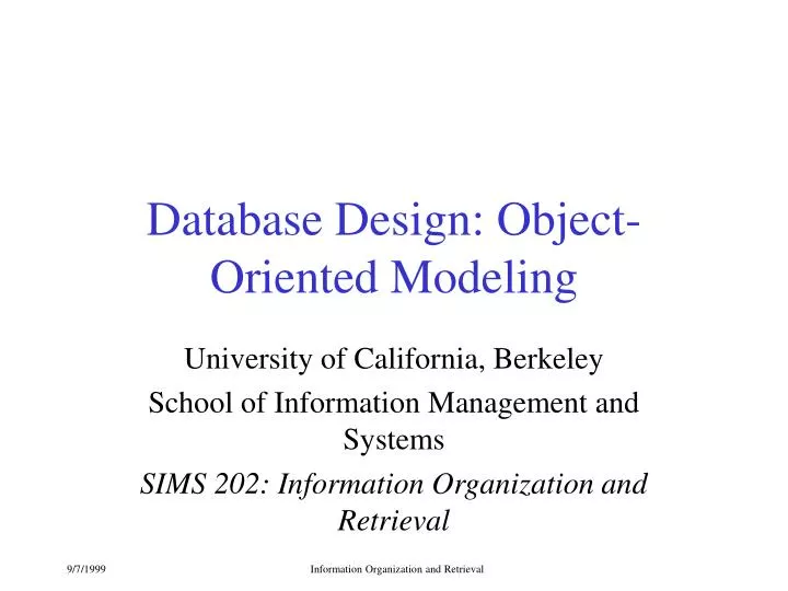 database design object oriented modeling