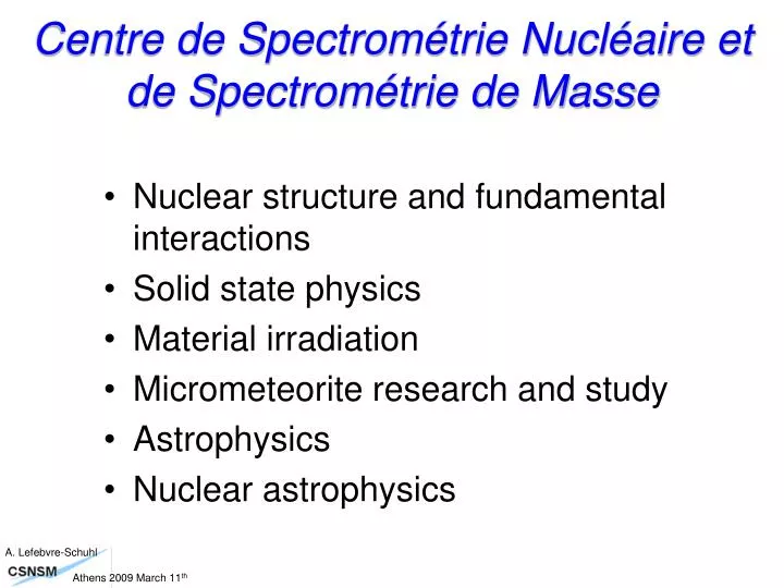 centre de spectrom trie nucl aire et de spectrom trie de masse