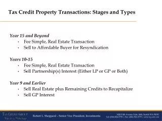 Year 15 and Beyond Fee Simple, Real Estate Transaction