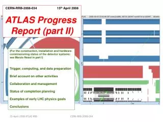 CERN-RRB-2008-034 15 th April 2008 ATLAS Progress Report (part II)