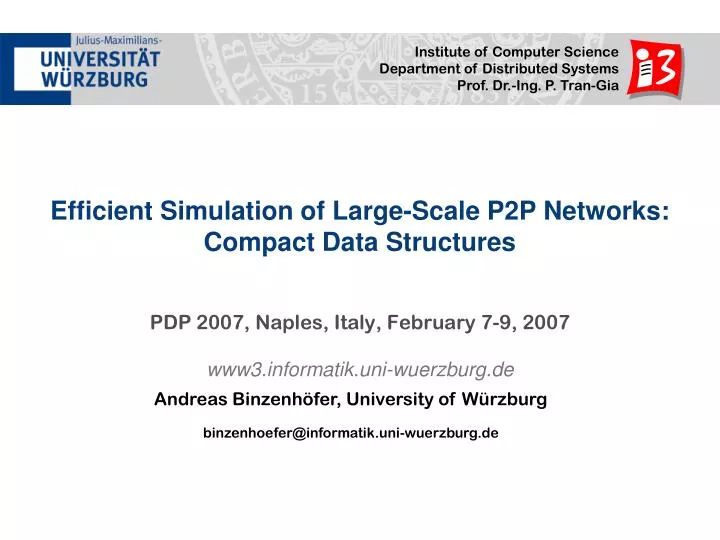 efficient simulation of large scale p2p networks compact data structures