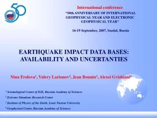 EARTHQUAKE IMPACT DATA BASES: AVAILABILITY AND UNCERTANTIES