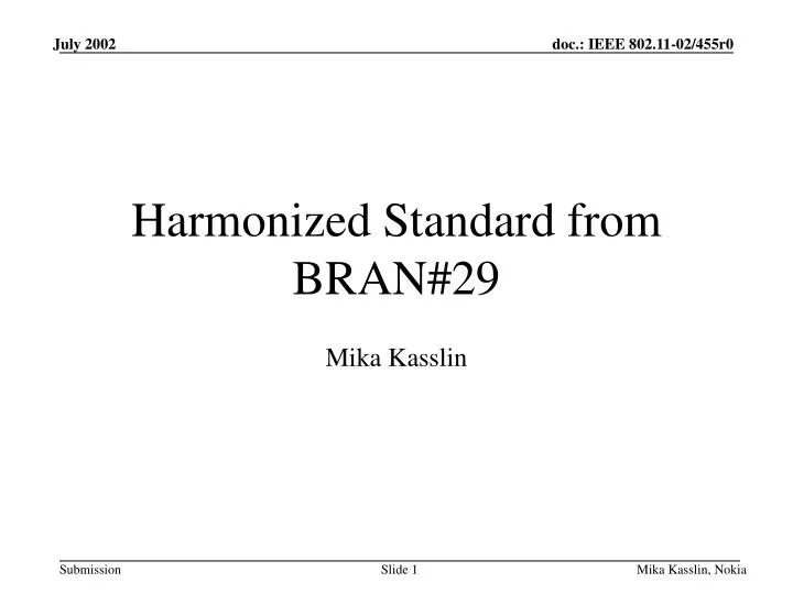 harmonized standard from bran 29