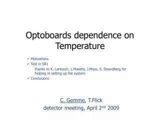 Optoboards dependence on Temperature