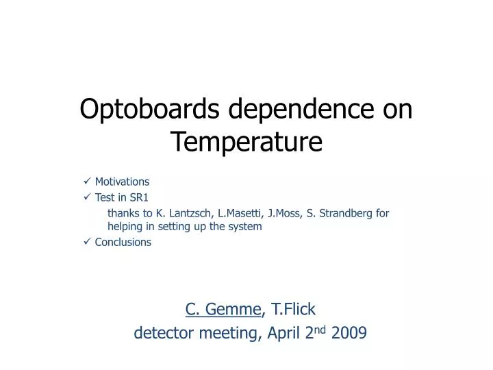 optoboards dependence on temperature