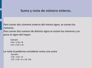 suma y resta de n mero enteros