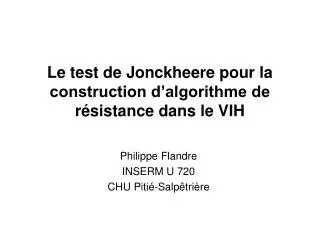 le test de jonckheere pour la construction d algorithme de r sistance dans le vih