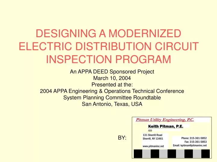 designing a modernized electric distribution circuit inspection program