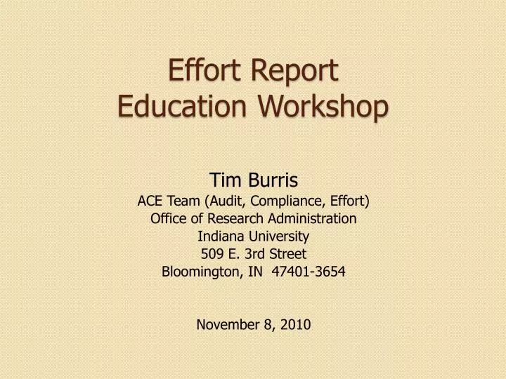 effort report education workshop