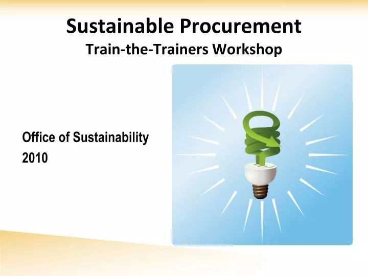 sustainable procurement train the trainers workshop