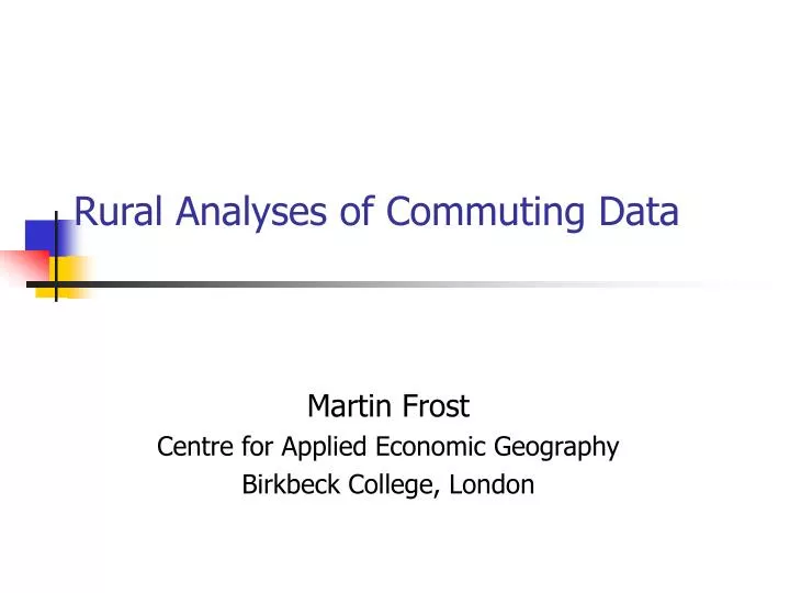 rural analyses of commuting data