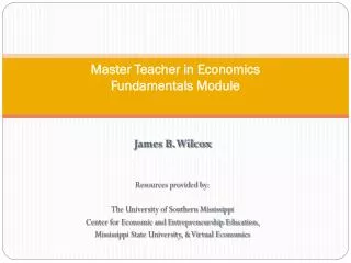 Master Teacher in Economics Fundamentals Module