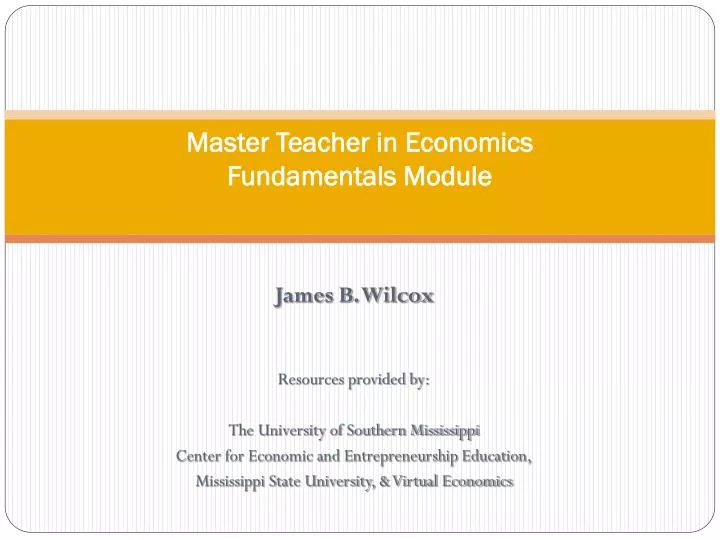 master teacher in economics fundamentals module