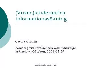 vuxen studerandes informationss kning