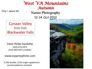 West VA Mountains Autumn Nature Photography 12-14 Oct 2012