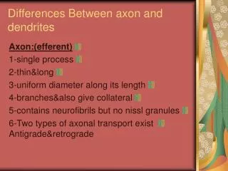 Differences Between axon and dendrites