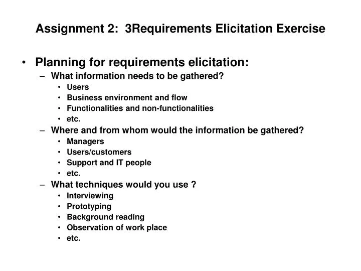 assignment 2 3requirements elicitation exercise