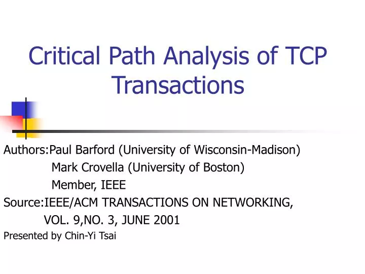 critical path analysis of tcp transactions