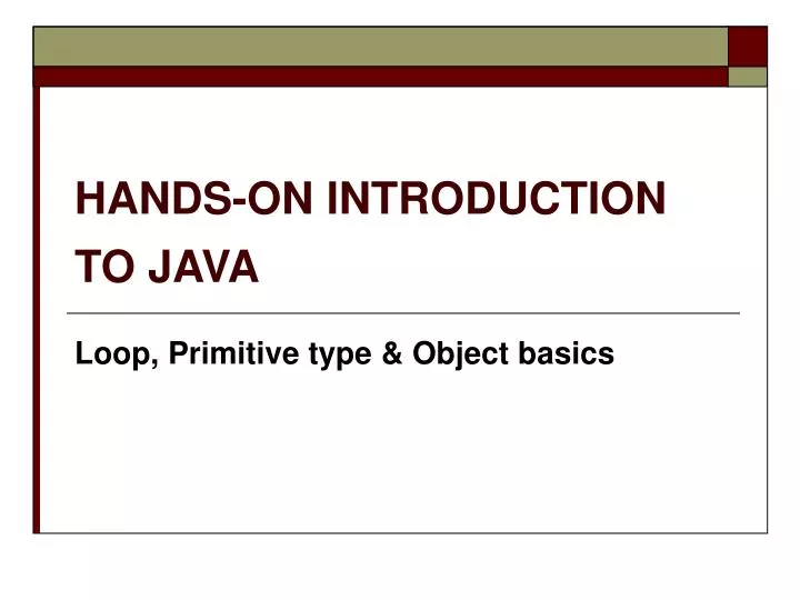 csc1030 hands on introduction to java