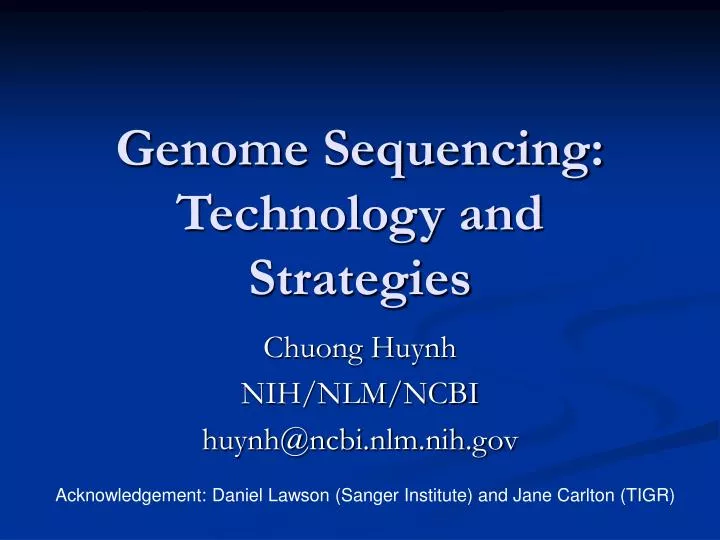 genome sequencing technology and strategies