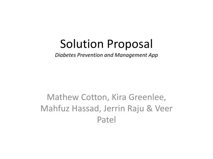 solution proposal diabetes prevention and management app