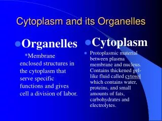 Cytoplasm and its Organelles