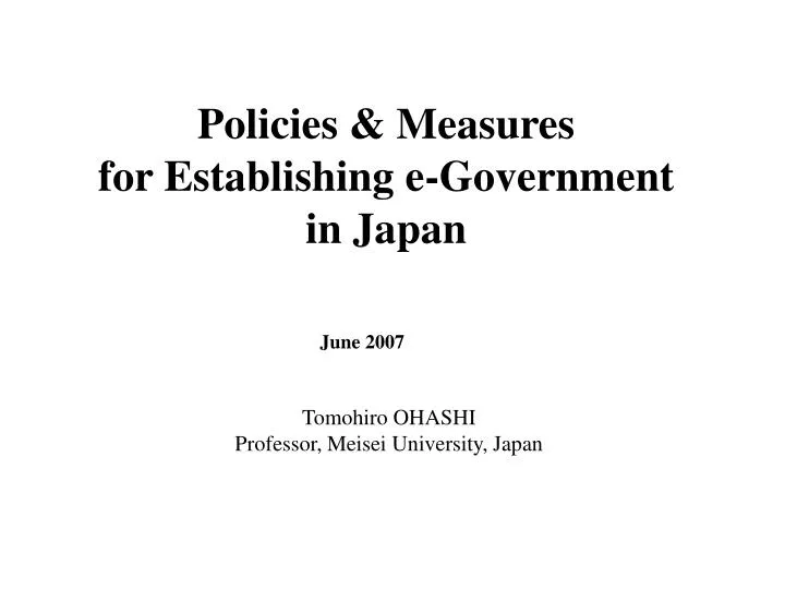 policies measures for establishing e government in japan