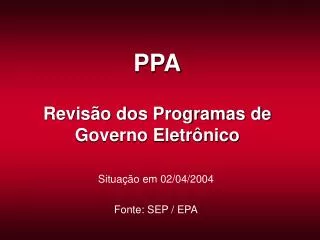 ppa revis o dos programas de governo eletr nico