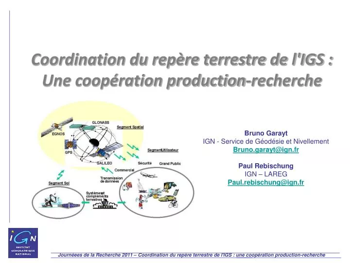 coordination du rep re terrestre de l igs une coop ration production recherche