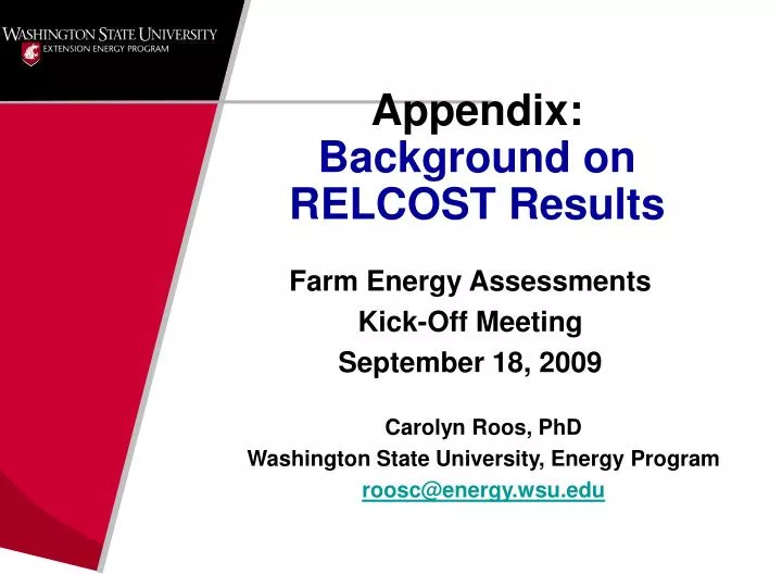 appendix background on relcost results
