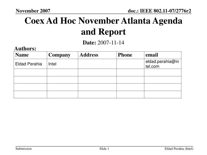 coex ad hoc november atlanta agenda and report