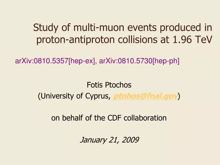 study of multi muon events produced in proton antiproton collisions at 1 96 tev