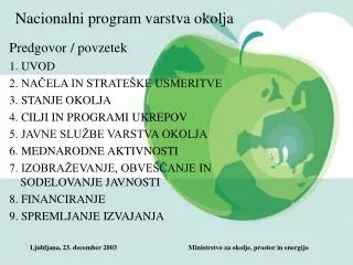 nacionalni program varstva okolja