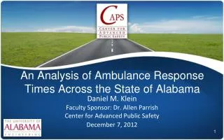 An Analysis of Ambulance Response Times Across the State of Alabama