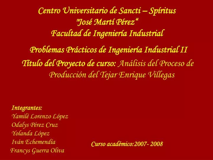 centro universitario de sancti sp ritus jos mart p rez facultad de ingenier a industrial