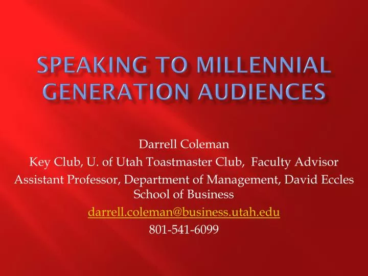 speaking to millennial generation audiences
